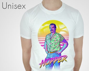 Hopper T-shirt Retro 80s 11 Tshirt Stranger Eleven El Top Hawaiian Tee TV Show Nerdy Geeky Shirt 3 Mens Man Womens Upside Down 80&#39;s 4 Kids