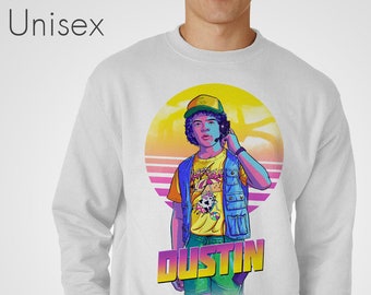 Dustin Sweatshirt Retro 80s 11 Sweater Stranger Eleven Elle Top Waffle Jumper TV Show Nerdy Geeky Shirt 3 Mens Man Womens Upside Down 80's