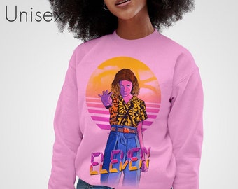 Eleven Sweatshirt Retro 80s 11 Sweater Stranger Eleven Elle Top Waffle Jumper TV Show Nerdy Geeky Shirt 3 Mens Man Womens Upside Down 80's