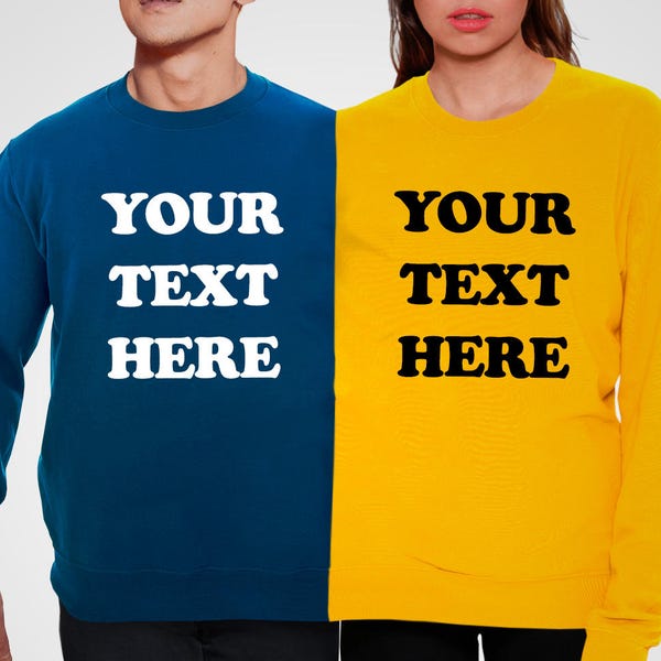 Personalised Double Jumper Custom Printed Twosie Sweater Personal Couple Two Person Sweatshirt Funny Partner Wedding Birthday Top Your Text