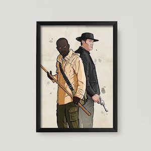 Morgan und John A3 Poster Druck Twd Wanddruck Fan gemacht Digitale Zeichnung Geburtstagsgeschenk Lennie James Qualität gedruckt Hand gezeichnet Zombie
