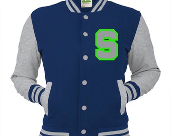 Kids Varsity Baseball Giacca Personalizzato Con Genuino Us COLLEGE Lettera X