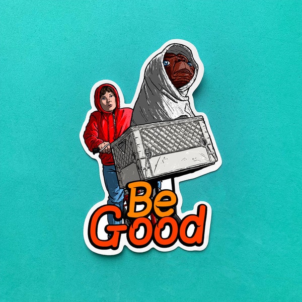 Be Good Vinyl Sticker Elliot BMX Bike Flying Stickers Character Film Movie 80's 1980's Doc Decal TV Show Lable Colourful