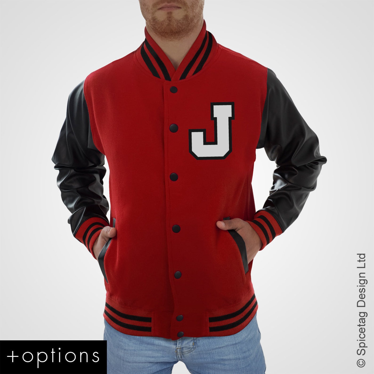 Personalised Red Varsity Jacket Faux Leather Sleeves White - Etsy