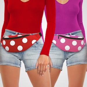 Mouse Skirt Bag Belt Red Retro Bum Bag Castle Storage Bumbag Retro Drawing fanny pack Sketch Shorts holdall Cross Body Bags Holiday Pink