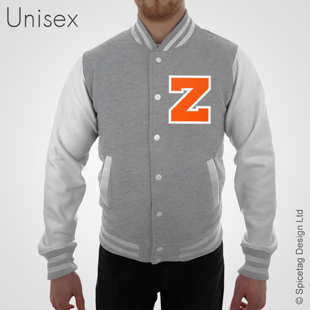 Personalised Heather Grey Varsity College Letter Orange Dark Jacket With Letterman and Etsy Fashion White - American Baseball Coat Outline Clothing