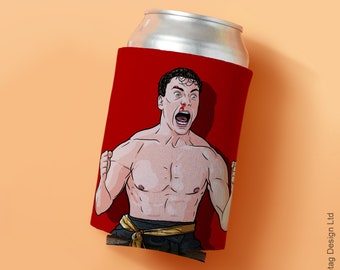 Van Damme Can Cooler Holder Movie Film 80's 1980's Beer Drink Holder Bottle Cozy Beverage Foam Arnold Cooling Sleeve Koozie Drinking Kumite