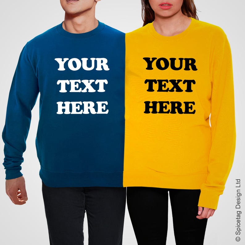 Personalised Double Jumper Custom Printed Twosie Sweater Personal Couple Two Person Sweatshirt Funny Partner Wedding Birthday Top Your Text image 1