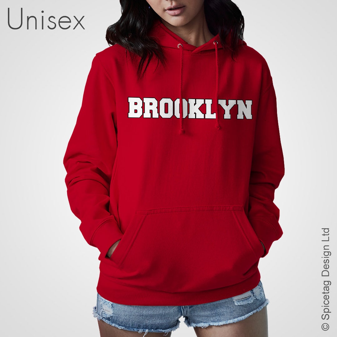 Adults & Kids Clementine Hoodie Chilli Red Brooklyn Hoody Varsity Font