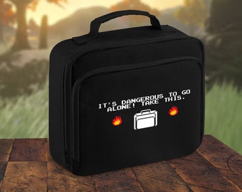 It's Dangerous To Go Alone! Insulated Lunch Bag Take This Kids Meal Box Boys Girls Food Video Game Container Gaming School Pixel Art Cooler