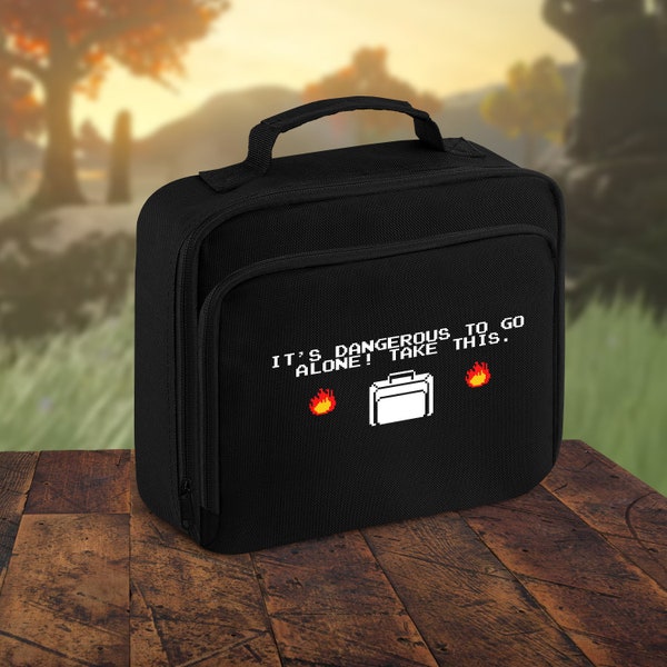 It's Dangerous To Go Alone! Insulated Lunch Bag Take This Kids Meal Box Boys Girls Food Video Game Container Gaming School Pixel Art Cooler