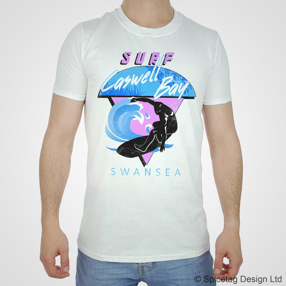 Surf Caswell Bay T-shirt 70's Style Swansea Surfing Tshirt - Etsy
