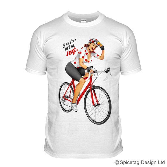 Cycling Pin Up Girl T Shirt Red Polka Dot Jersey Tshirt Sexy Etsy