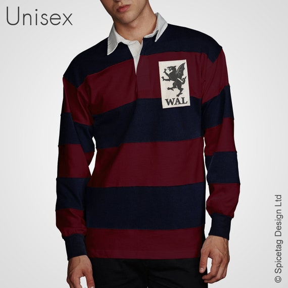 Ultra Retro Striped Wales Rugby Jersey With Vintage Patch Etsy