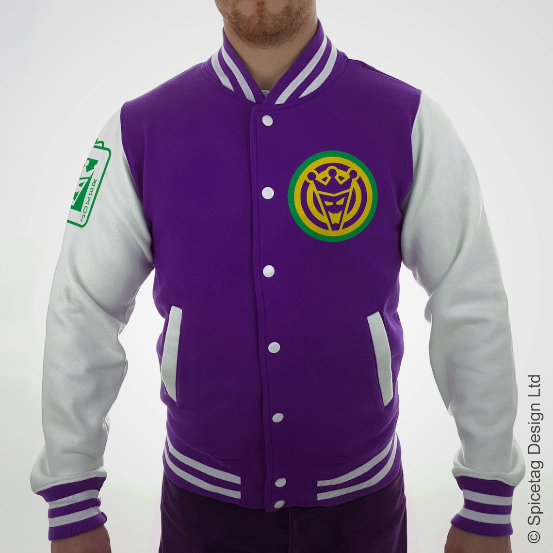 Purple Joker Varsity Jacket With White Sleeves College Etsy