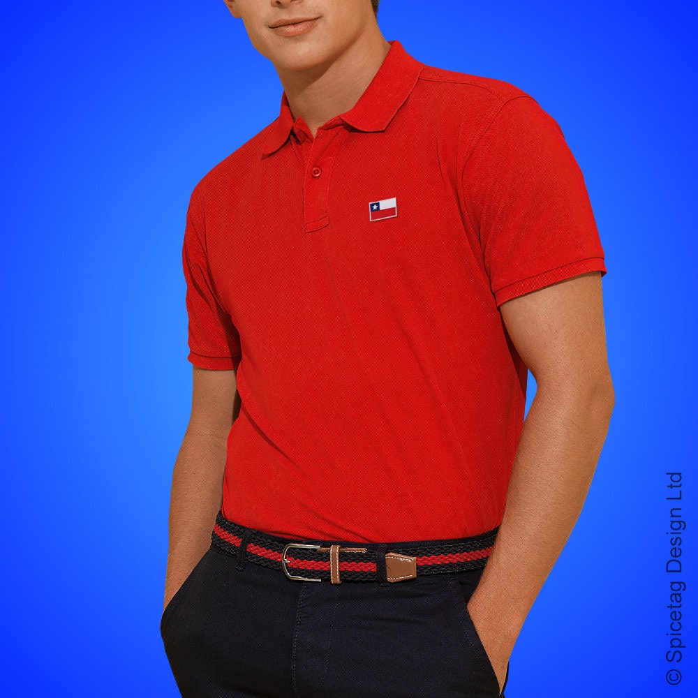 Image of Chile Polo Shirt Chilean Poloshirt Football T-Shirt 2018 World Cup Collar Top Soccer Tee Goal Retro Flag National Champions Mens New