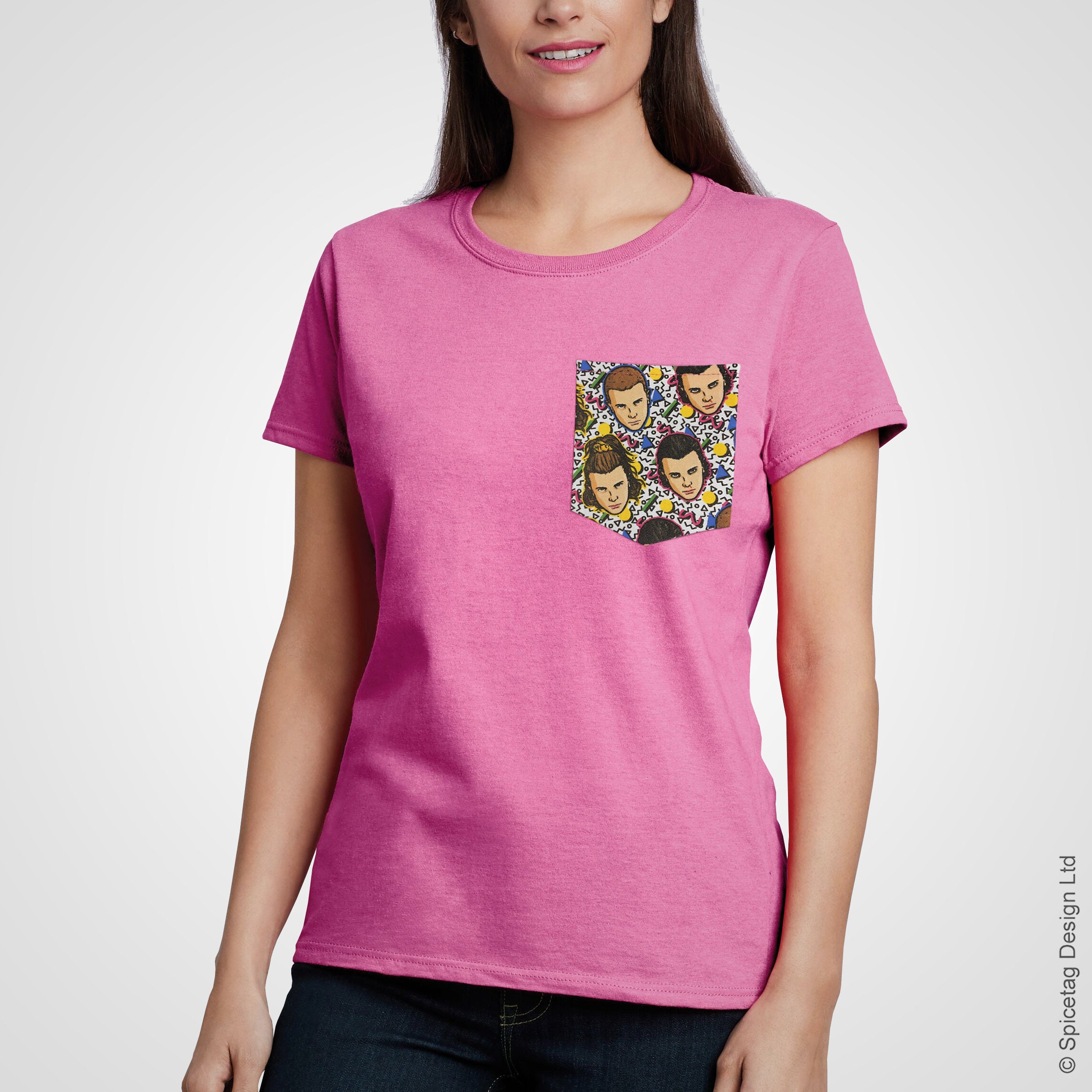 Elle 80's Pattern Pocket T-shirt Retro 