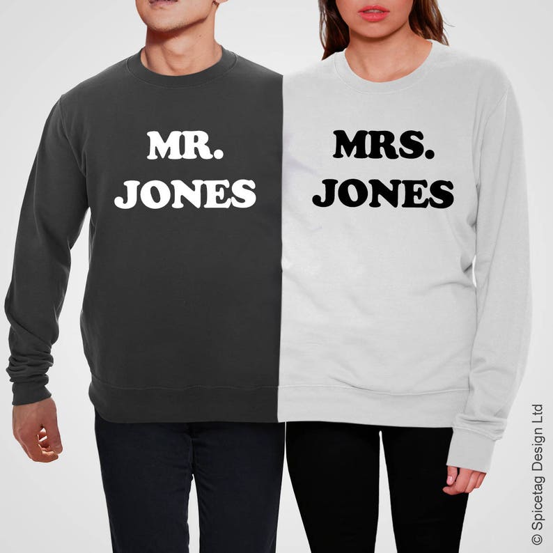 Double Cavalier Personnalisé Personnalisé Imprimé Twosie Pull Personnel Couple Deux Personnes Sweatshirt Drôle Partenaire Mariage Anniversaire Haut Votre Texte image 6