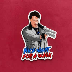 Nice Night For A Walk Vinyl Sticker Face Stickers Character Arnie Film Movie 80's 1980's Killer Robot Decal TV Show Lable Colourful 1984