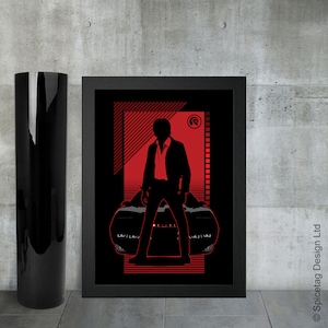 Rider A3 Print Trans Am 80s Black Talking Sports Car A3 Print Retro 80s TV Motor Art Movie Film Picture