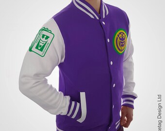 Purple Joker Varsity Jacket With White Sleeves College Letterman