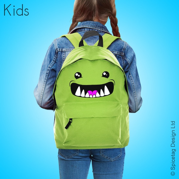 Kids Little Monster Backpack Funny Scary Face RuckSack Retro Bag Animal Under The Bed Accessory Unisex Gamer School Work Bags Black Beast 2