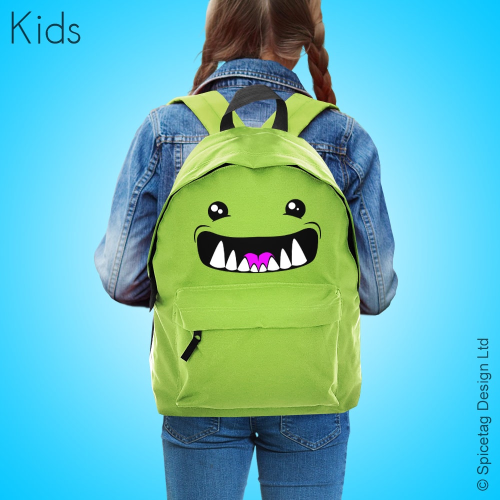JUNZAN Monster Cartoon on Black Custom Mini Backpack for Boys Girls Toddler  Kid Preschool Bookbag Student Bag Travel Daypack