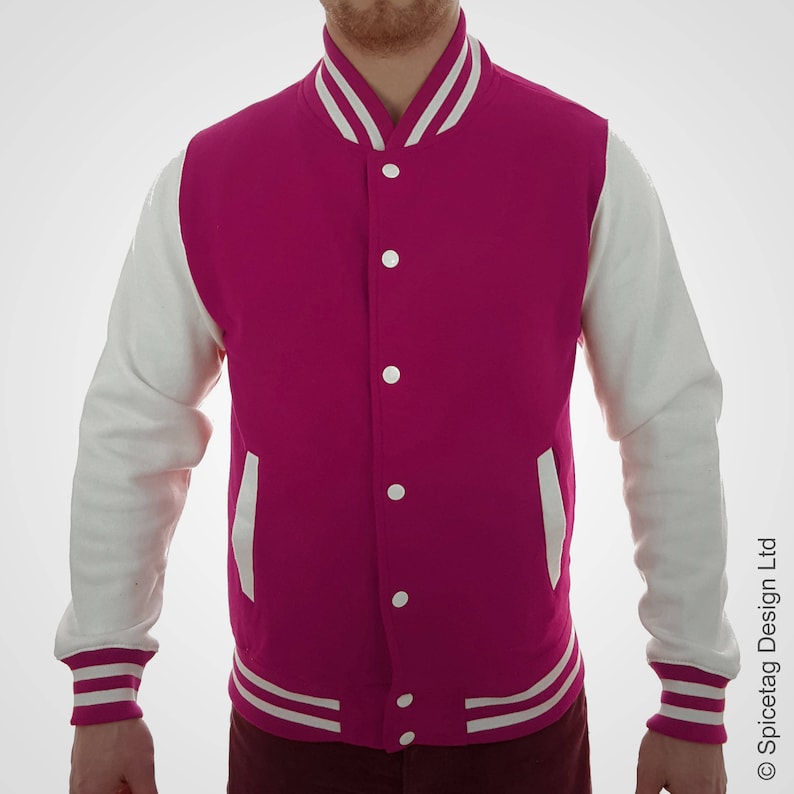 Hot Pink Varsity Jacket Electric College Letterman Coat Etsy