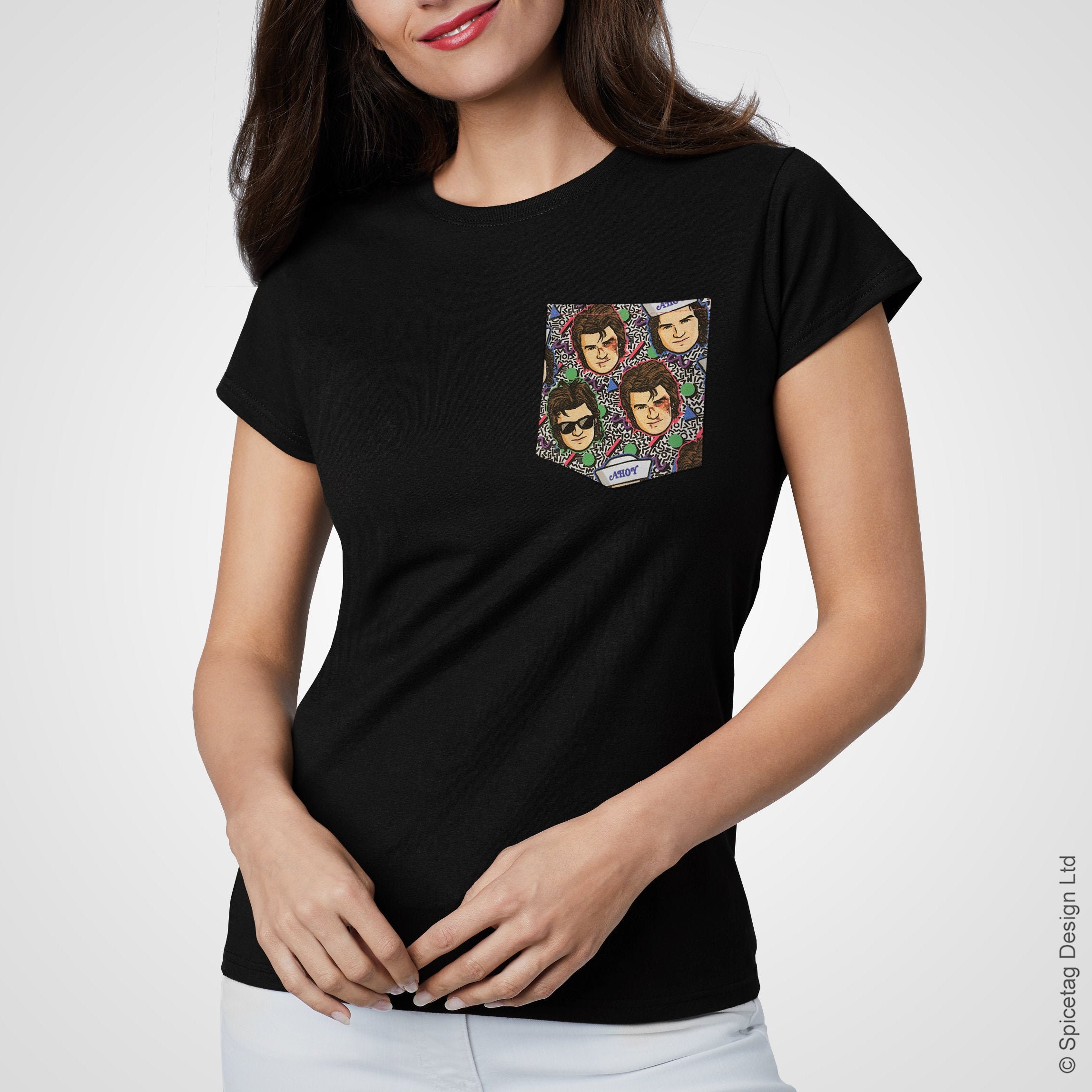Steve 80's Pattern Pocket T-shirt Retro 