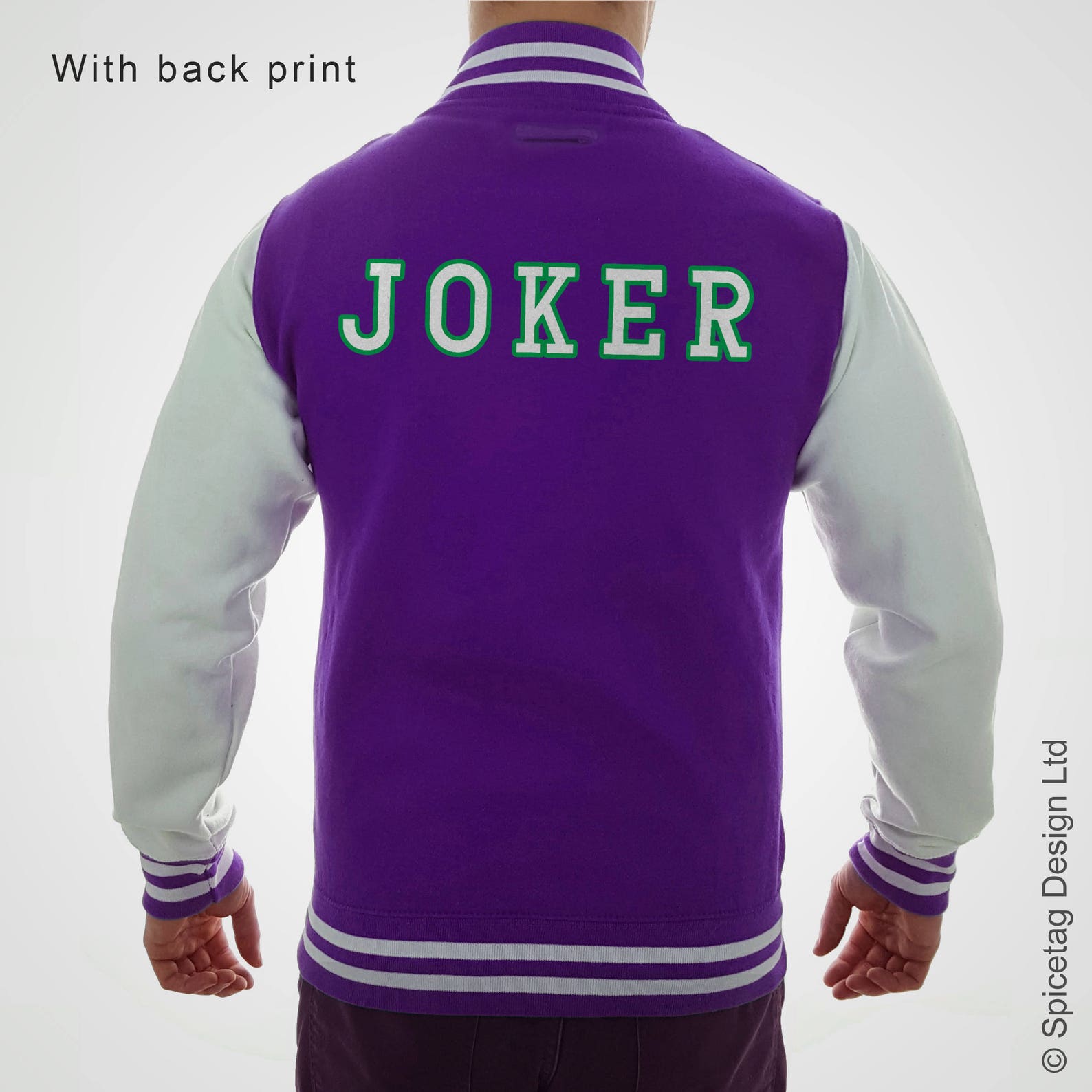 Purple Joker Varsity Jacket With White Sleeves College Etsy