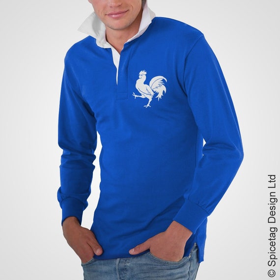 Retro France Rugby Jersey French Polo Shirt Gallic Rooster Vintage