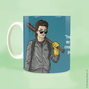 Steve Mug hawkins Mugs Sci Fi Fan Made Cup Coffee 80&#39;s 1980s 80s 1908&#39;s Tea Vessel Geeky Nerdy Gift Present Slave Outfit Hawaiian Shirt