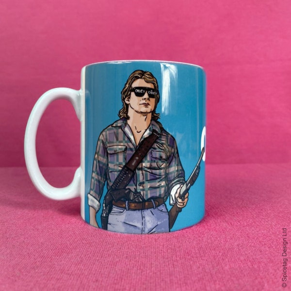 George Nada Mug Movie Alien Mugs Fan Made Cup Coffee 80's 1980s 80s 1980's Tea Vessel Cadeau Présent Lunettes de soleil Sci Fi Obey