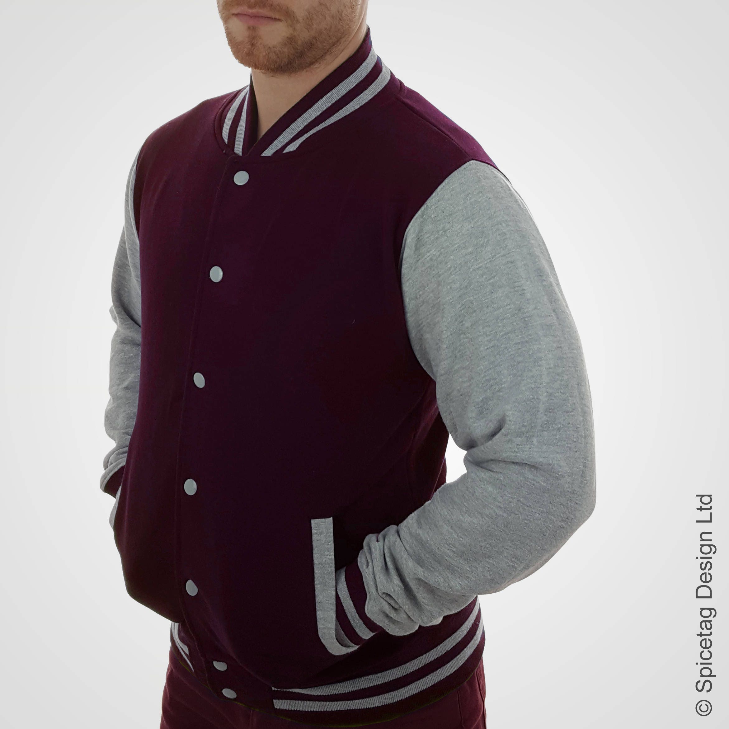 Varsity Jacket (Burgundy/Grey Small)