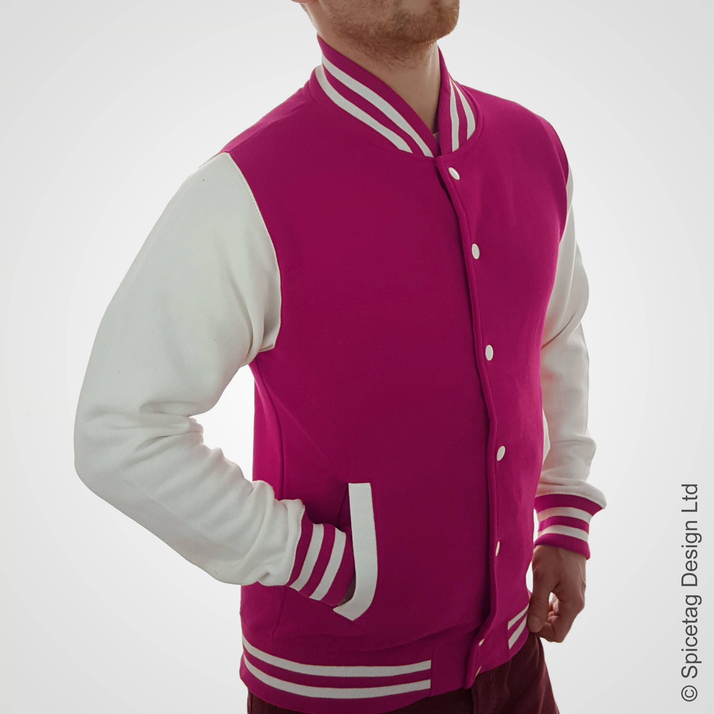 All pink top letterman jacket