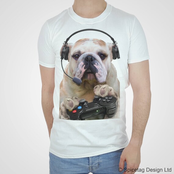 Original Gaming Pug T-shirt Video Game Tshirt Funny Pugs Top Cute Puppy Gamer T