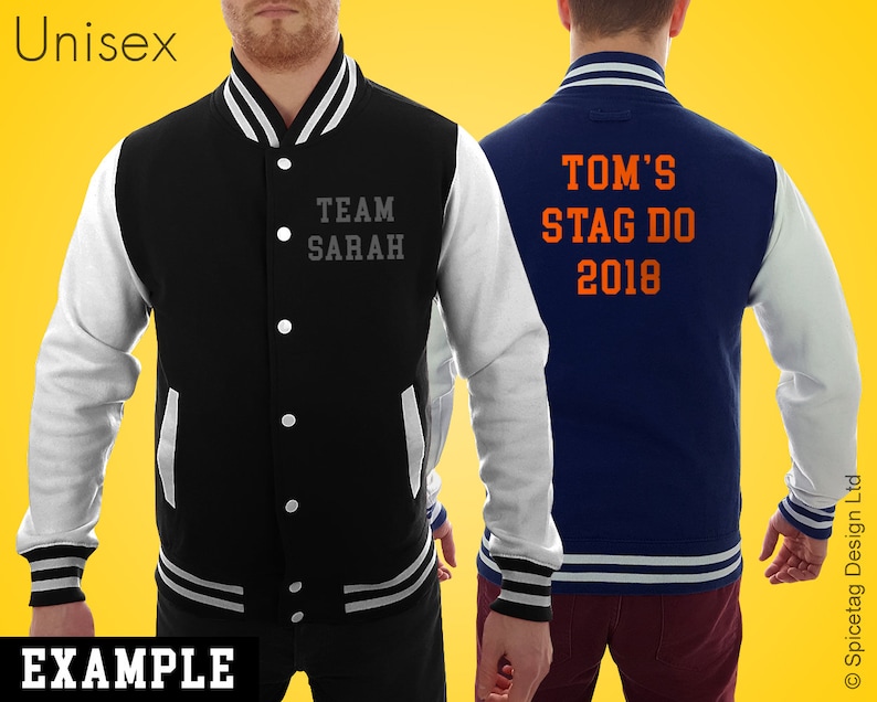 Personalised Letterman Jacket with Customised Text Choice Custom Printed College Varsity Workwear Coat Baseball American Fashion Clothing