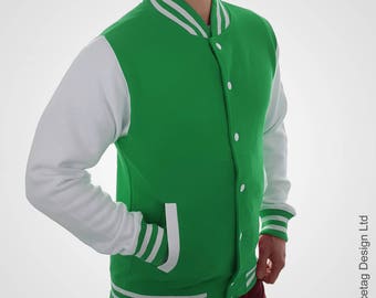 Kelly Green Varsity Jacket Blue Jade Letterman Coat Baseball Top American Fashion Clothing University Womens Mens Outfit Trending