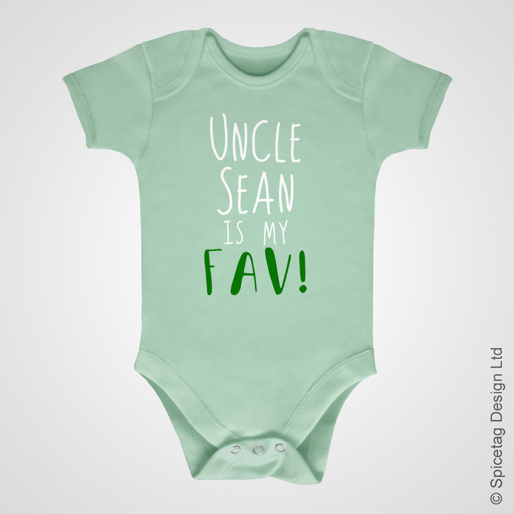 Personalised Fav Uncle Baby Grow Favourite Unc Newborn Bodysuit