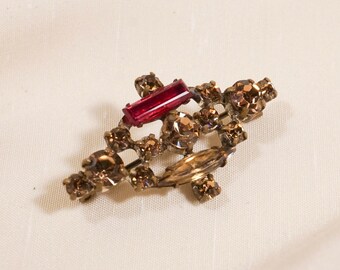 BROCHE ART DÉCO SIGNÉE GEORGES RECH - Bijou Vintage Français En Métal Doré - Très Chic !