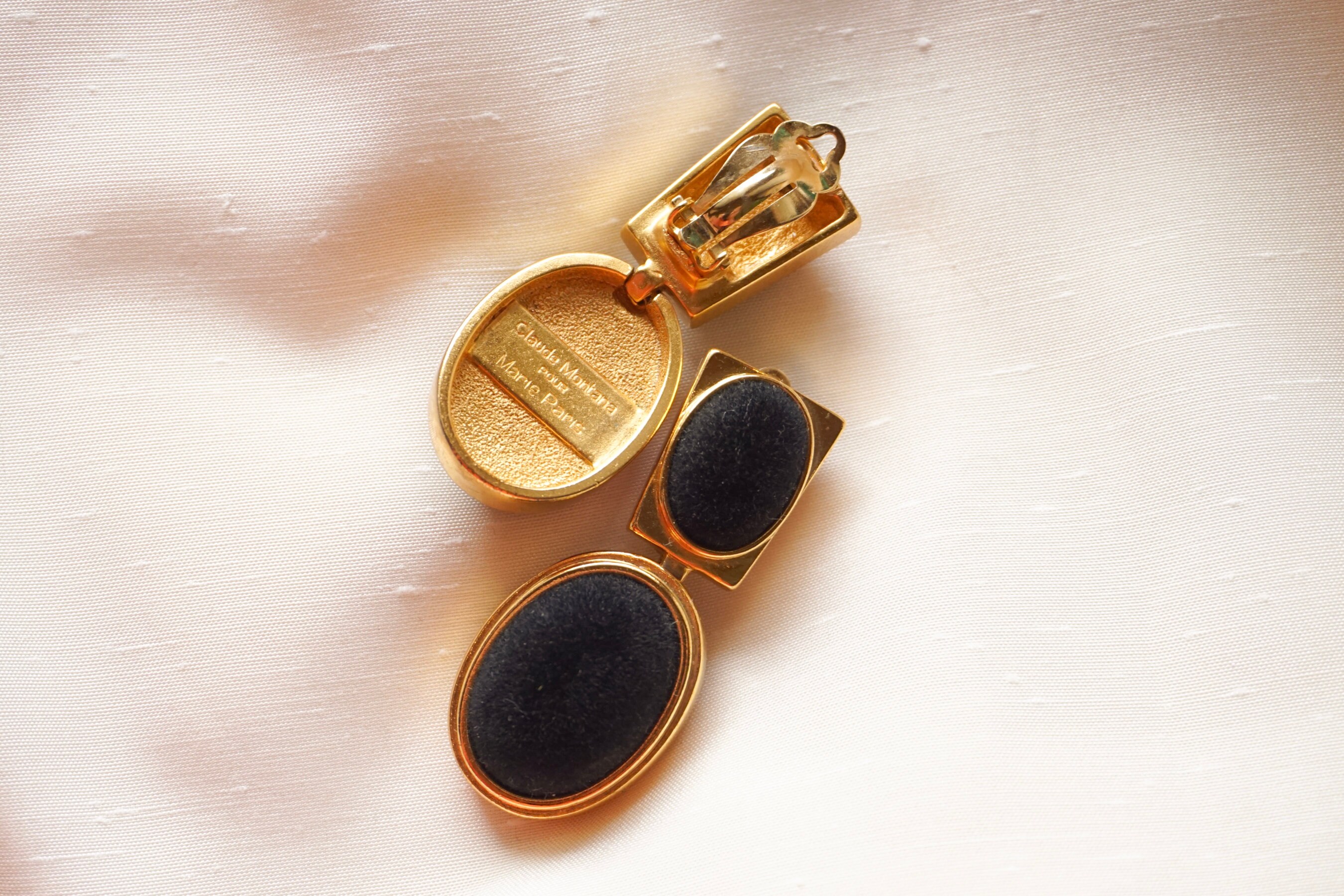 Boucles D'oreilles Clips Montana Paris - Vintage Argenté - Occasion - Style French Fashion Design