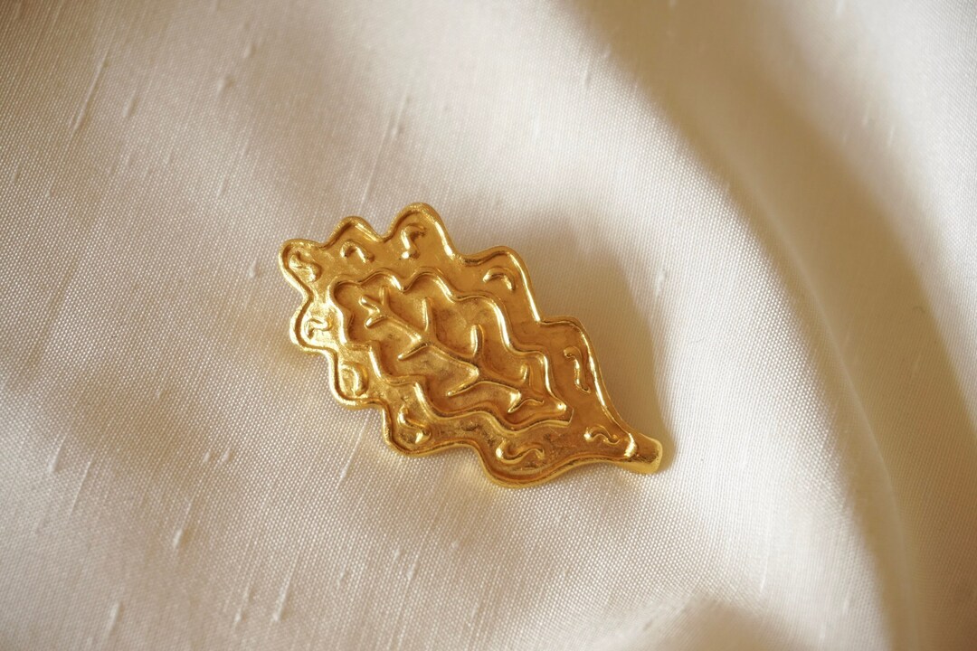 Broche Feuille Inès De La Fressange Couleur Or - Très Bon état - Occasion