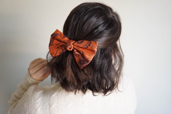 sweet cute accessories bow hair bow ladies velvety soft holiday dainty 1980s RED and GOLD Hair Bow.....retro 1980s prom women