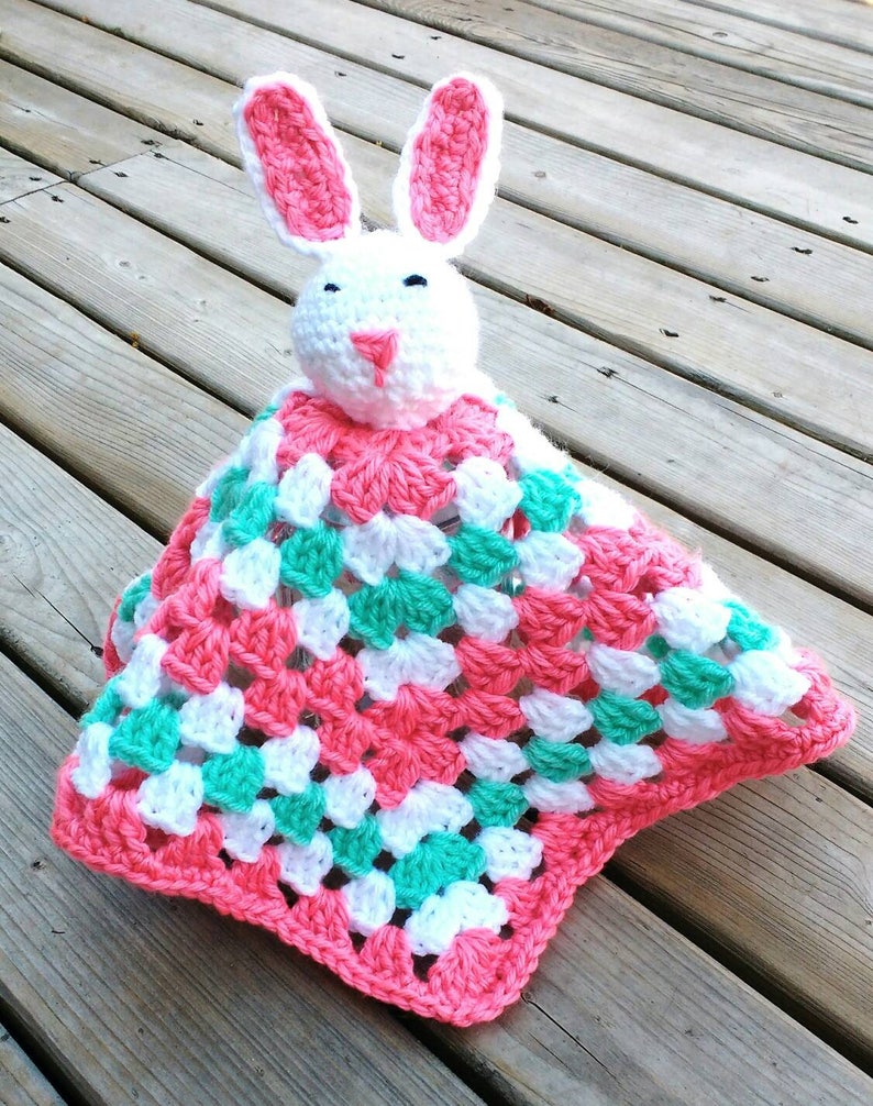 Bunny Lovey Blanket Baby bunny Snuggle Blanket Crochet Etsy