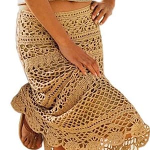 Maxi skirt crochet PATTERN, sizes S-3XL, written in ENGLISH for every row +chart. Download Pdf from https://favoritepatterns.com if sold out