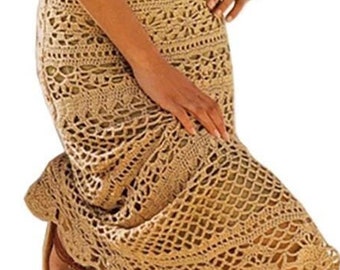 Maxi skirt crochet PATTERN, sizes S-3XL, written in ENGLISH for every row +chart. Download Pdf from https://favoritepatterns.com if sold out