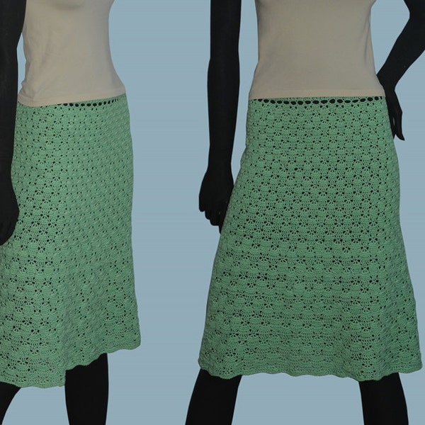 Casual crochet skirt PATTERN (sizes XS-5XL + child sizes), detailed tutorial in ENGLISH for every row, knee length skirt crochet pattern Pdf