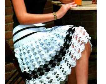Knee length crochet skirt PATTERN, detailed tutorial in ENGLISH, sexy crochet skirt pattern instant download, beach skirt crochet pattern.