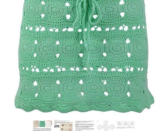 Crochet skirt PATTERN for sizes S-2XL, detailed tutorial in ENGLISH (every row), crochet boho skirt pattern, sexy crochet mini skirt pattern