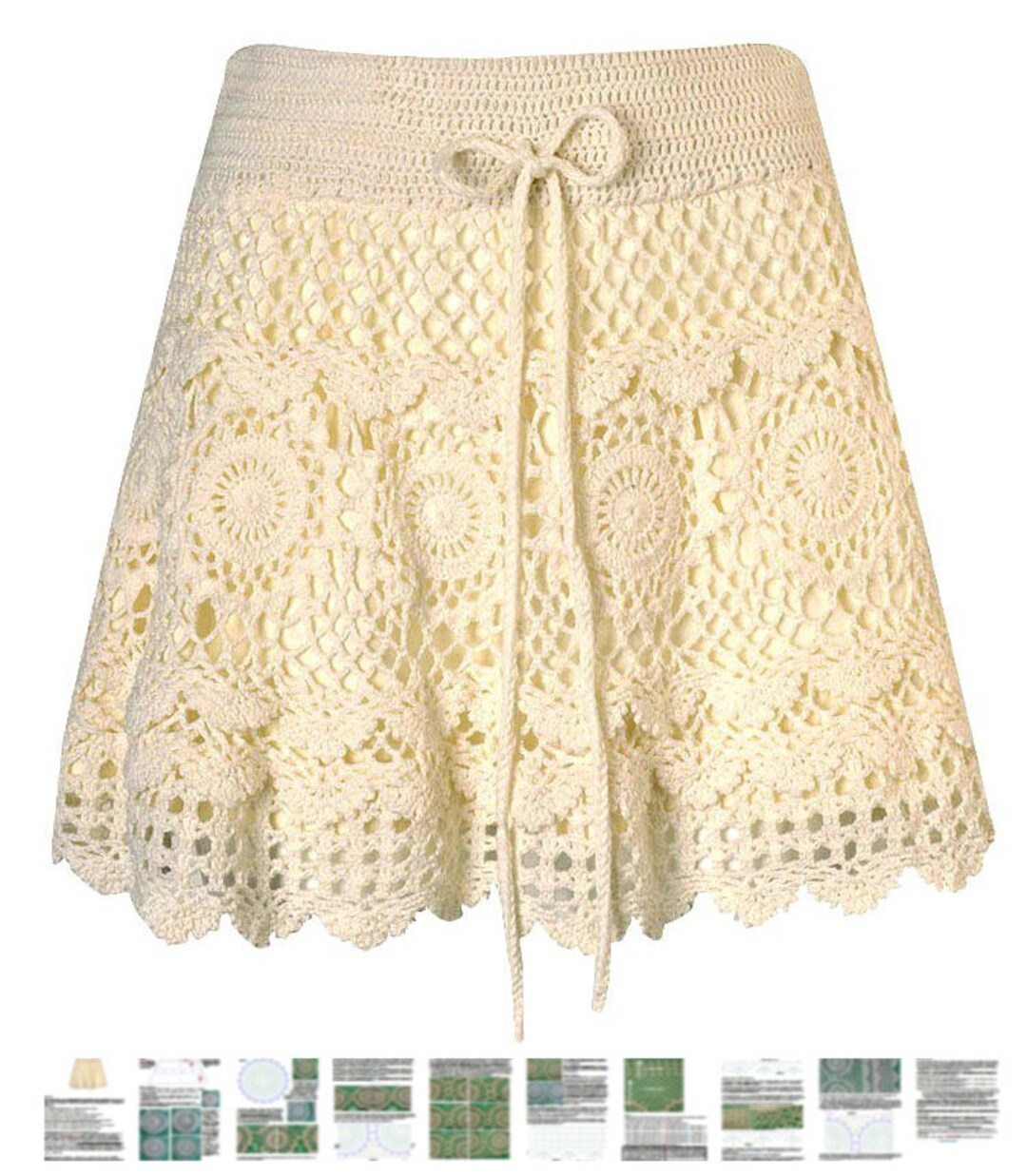 Boho Skirt Crochet PATTERN, Detailed Tutorial in ENGLISH for Every Row